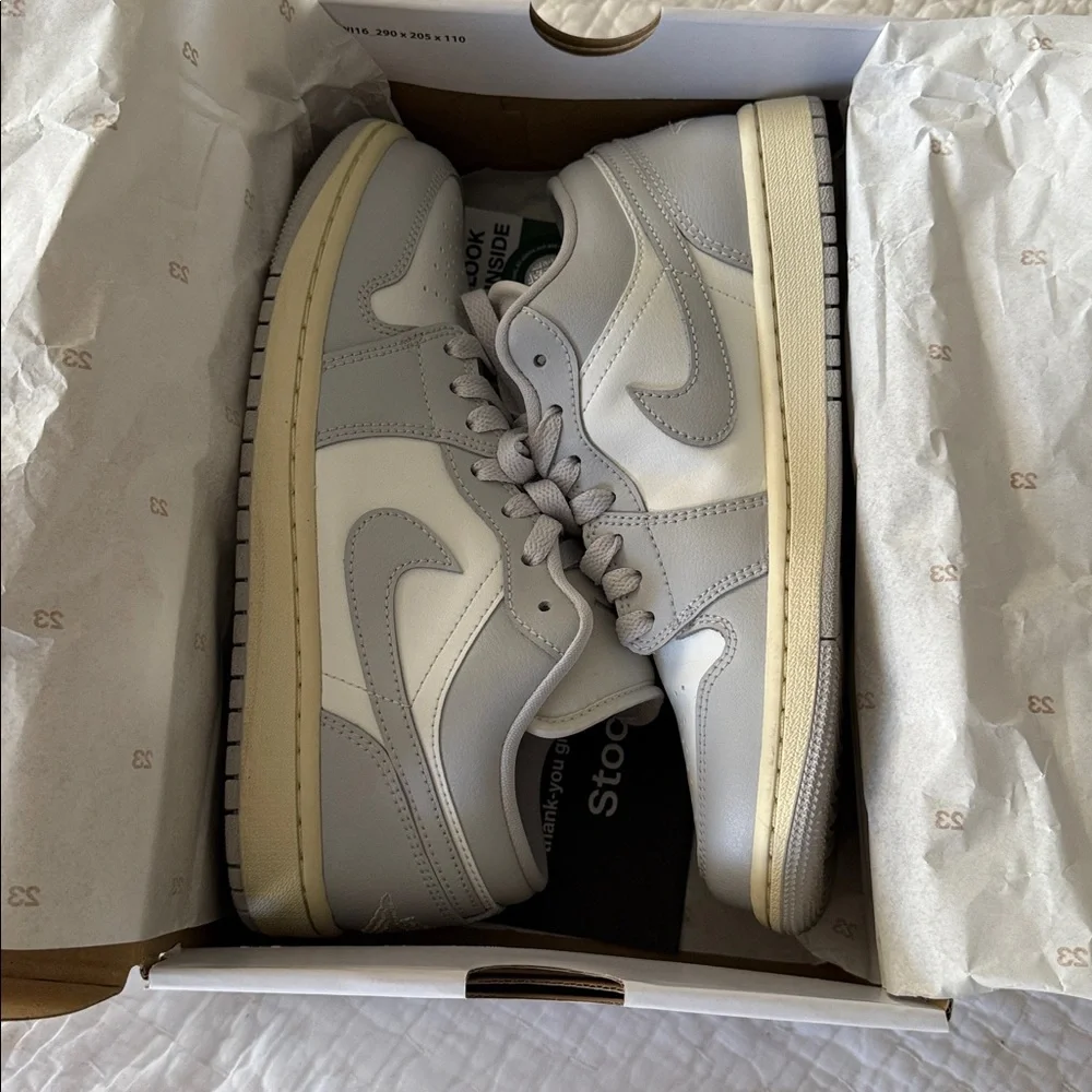 Nike Air Jordan 1 Low Sneakers - Neutral Grey & Coconut Milk - Picture 11 of 13